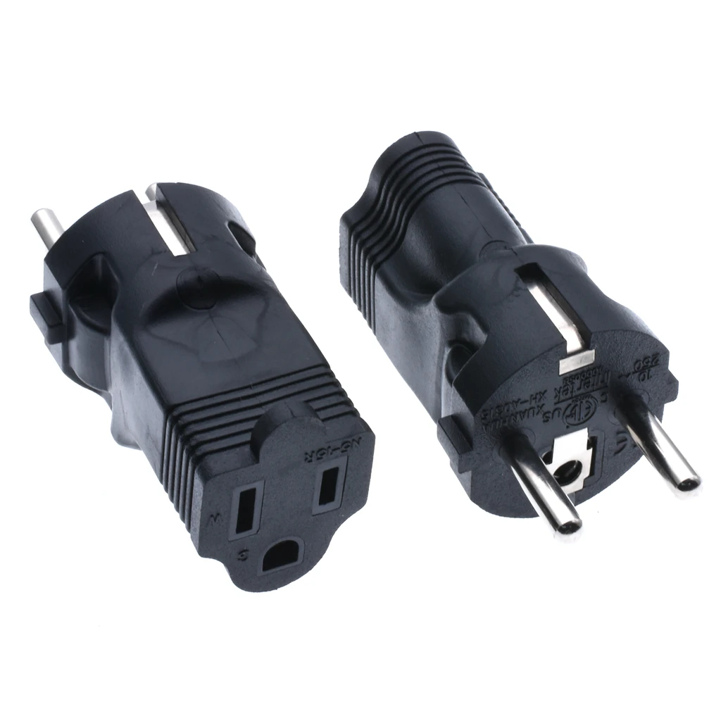 3 Prong Plug Adapter, Usa Nema 515r Receptacle To European Schuko Cee