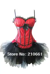 Сексуальные фантазии красный корсет платья бурлесками бюстье юбка-пачка костюм белье 8899red + 7008 черный