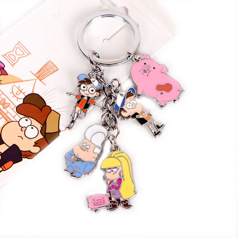 Gravity Falls 5 pendants Dipper Pines Mabel Pines Waddles keychain zinc