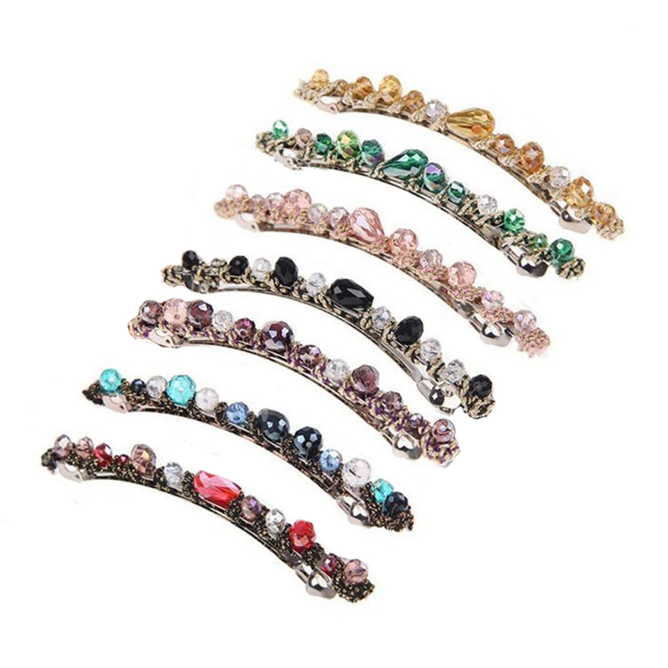 Girls Korean Crystal Hair Clip Alloy Rhinestone Hair Clips for Women