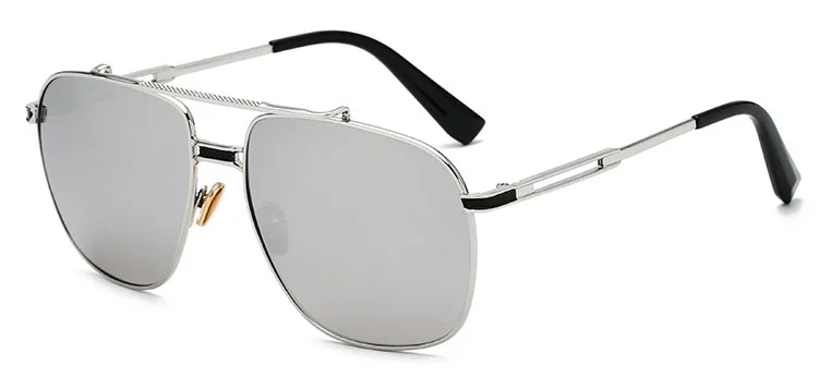 FEISHINI, Звездные Солнцезащитные очки для мужчин, фирменный дизайн, Ретро металлическая оправа, градиентные цветные линзы, модные мужские солнцезащитные очки, щит - Цвет линз: MTYJ058  Silver