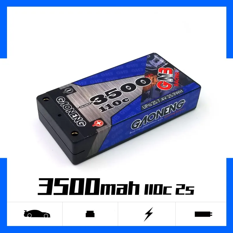 

Gaoneng GNB 3500mAh 2S 7.4V 110C/220C Hardcase Lipo battery Super SHORTY Pack 4.0mm Deans Plug for 1/12 1:12 RC Race Car RC Boat