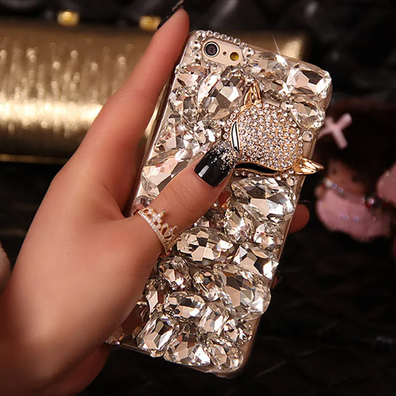 Роскошный Бриллиантовый 3D чехол с лисьей короной и кристаллами для Samsung Galaxy A50 A70
