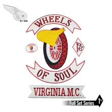 Колеса SOUL 1% мотоцикл байкер вышитые патч Железный На куртке жилет всадник полный назад большой размер 6 шт. набор на заказ