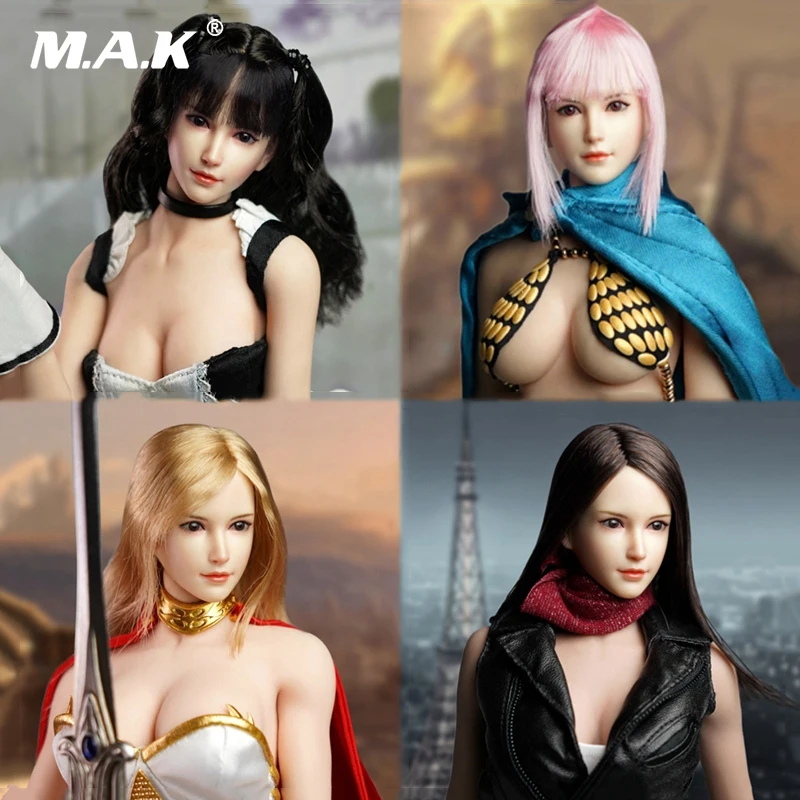 SUPER DUCK 1//6 SDH015 Pale Female Head Carving Black Hair Head Model F 12/'/' Body