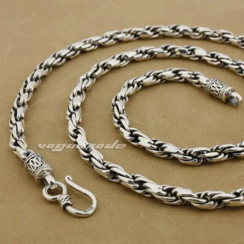 5mm 925 Sterling Silver Woven Double Link Chain Mens BIker Rocker Punk