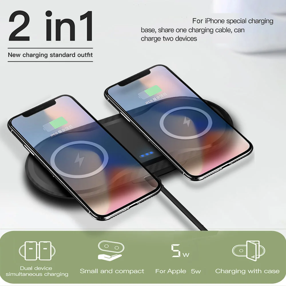 DCAE Qi двойное Беспроводное зарядное устройство для iPhone 11 Pro XS Max XR X 8 Airpods samsung S10 S9 S8 USB C быстрой зарядки настольного зарядного устройства