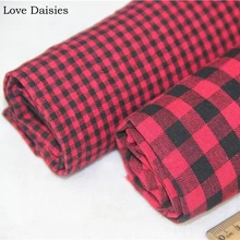 Хлопок/лен пряжа окрашенная RE черный большой маленький решетки проверить ткани для DIY весна лето ручная работа одежда платье домашняя декоративная ткань