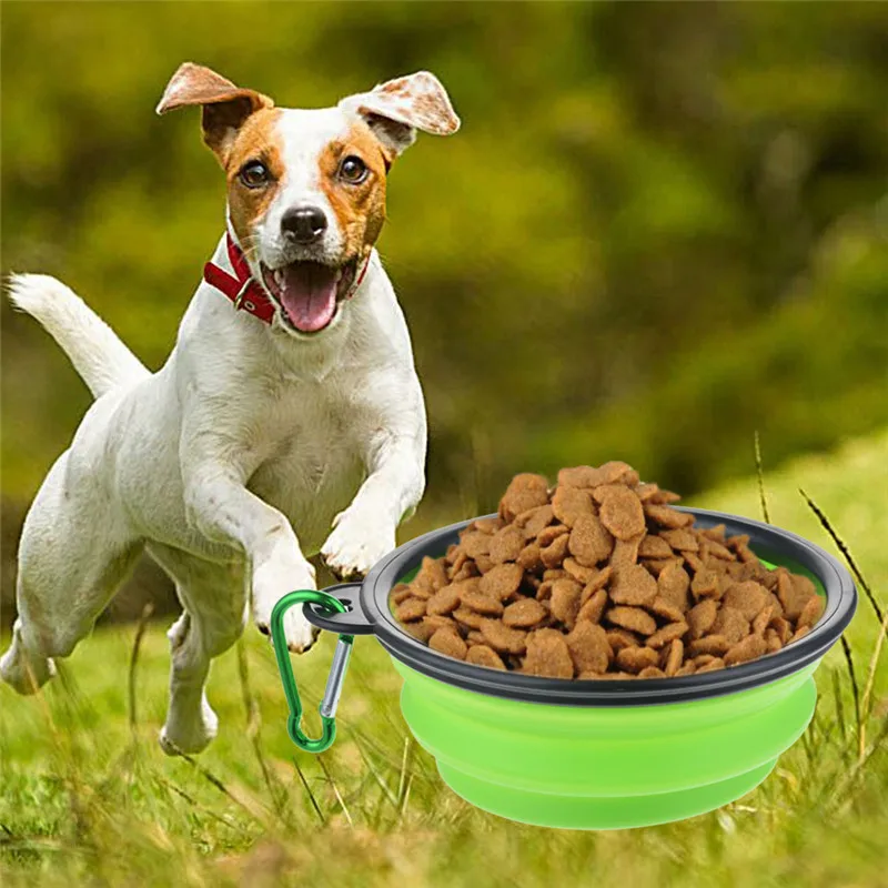 

1PC Folding Silicone Dog Bowl Outfit Portable Travel Bowl for Dog Feeder Utensils Small Mudium Dog Food Container Cat Bowl