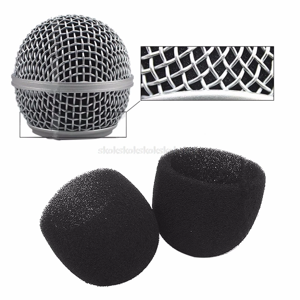 

Black Round Ball Shape Microphone Cap Windscreen Grill Inner Foams Sponge for SLX24 PGX24 PG58 BETA58A Mic Cover A30 19 Dropship