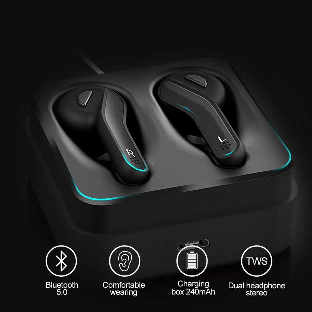 

True Wireless Earphones TWS Earbuds Bluetooth 5.0 Headsets Stereo Earphones In Ear Earphones with Mic Charger Box for Phones