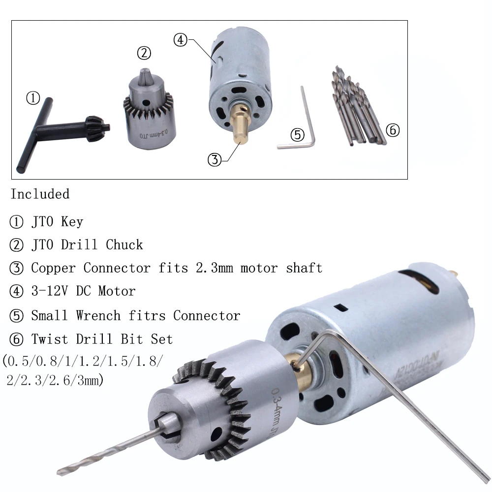Small Electric Hand Drill Mini DC 12V Motor With 10 Drill Bits Handyman DIY Tool