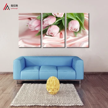 

3 Panels Canvas Art Framed modular picture indoor decor wall oil painting print silky tulip flowers photo modern canvas prints