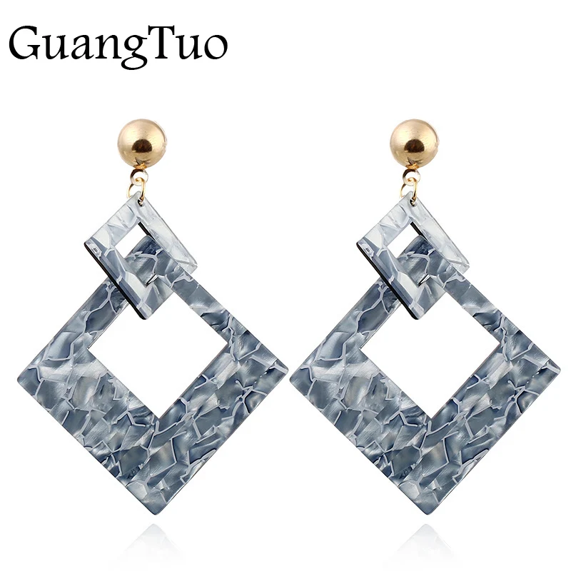 

EK836 Fashion Jewelry Pattern Double Square Drop Earrings for Women Trendy Geometric Exaggerated Vintage Earring Female Brincos