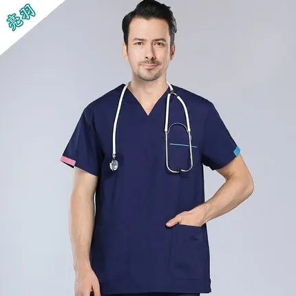 Медицинская одежда с короткими рукавами для скорой помощи, Хлопковая женская одежда, мужские костюмы врача, 2 шт. хирургические халаты - Цвет: 3