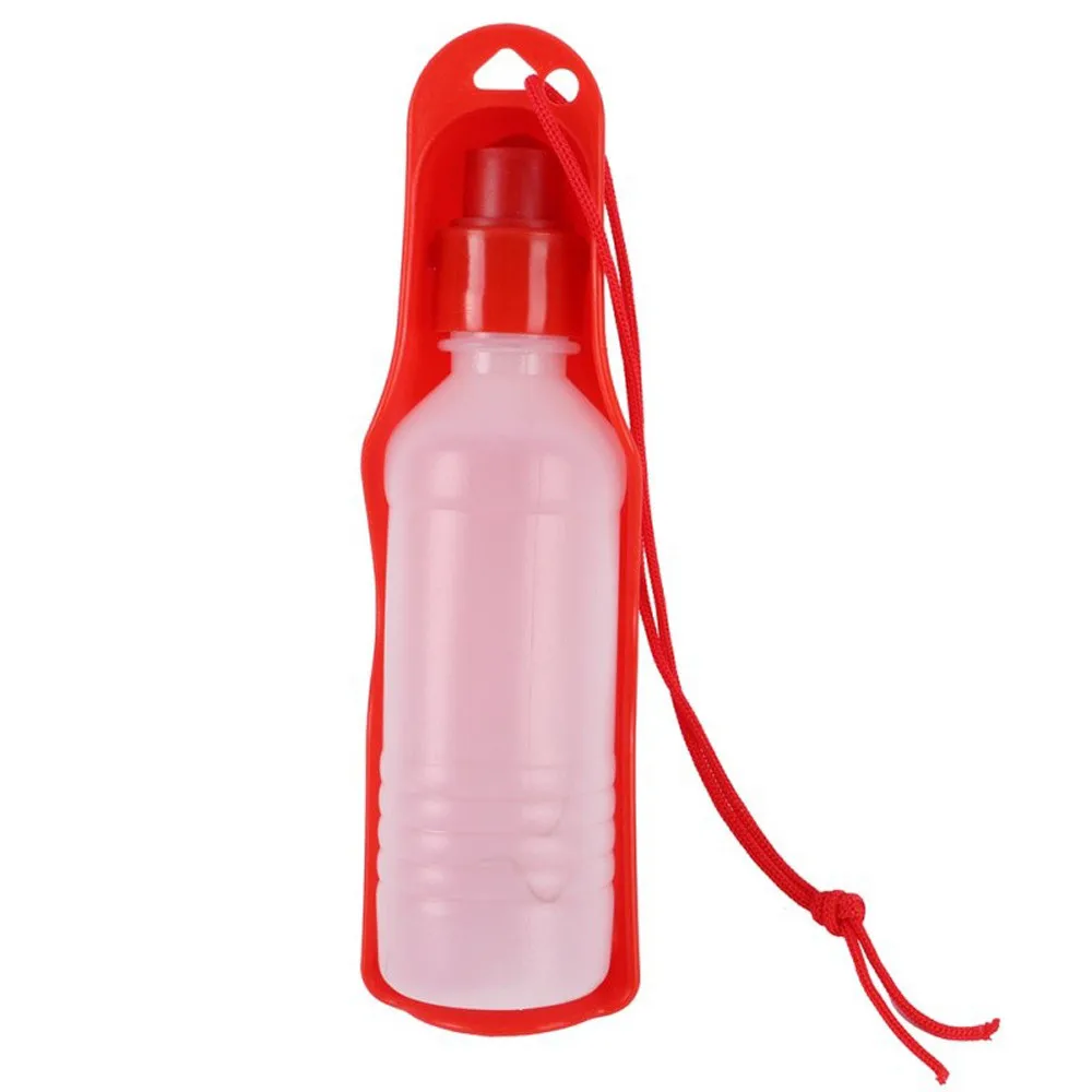 Собака Путешествия Спортивная бутылка для воды 250 мл пластик легкий синий открытый подачи питьевой бутылочка ПЭТ поставка портативный домашних животных#25 - Цвет: Red