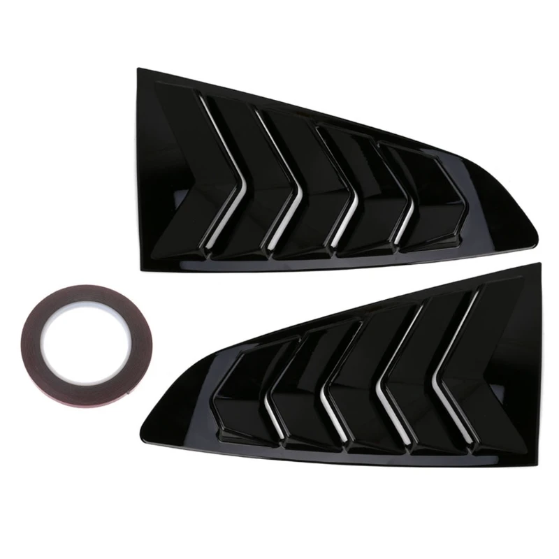 

2Pcs 47x27.5cm ABS Bright Black/Carbon black Vents 1/4 Quarter Side Window Louver Car Scoop Cover For Ford Mustang 2015-2017