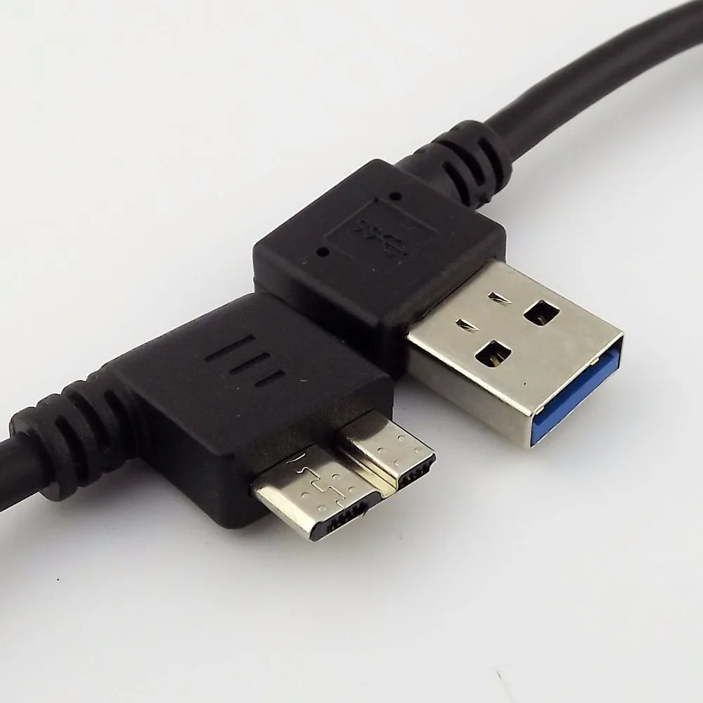 1 шт. USB 3,0 левый угловой A папа к Micro левый угловой B Мужской адаптер данных черный кабель 27 см