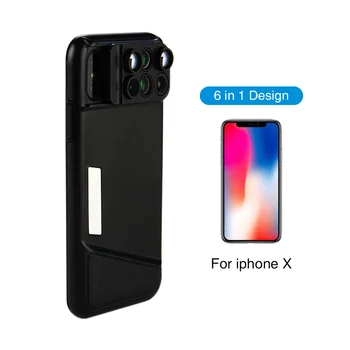 

Creative Camera Lens Case for iPhone X 6 in 1 Lens Case 120 Degree Wide Angle 2.0X Telephoto 180 Degree Fisheye 20X Super Macro