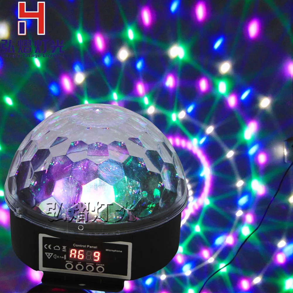 

led Stage Effect Light Crystal Magic Ball Disco Light Color Change with Music DJ Light Stage Party Stroboscope Lighting at Home