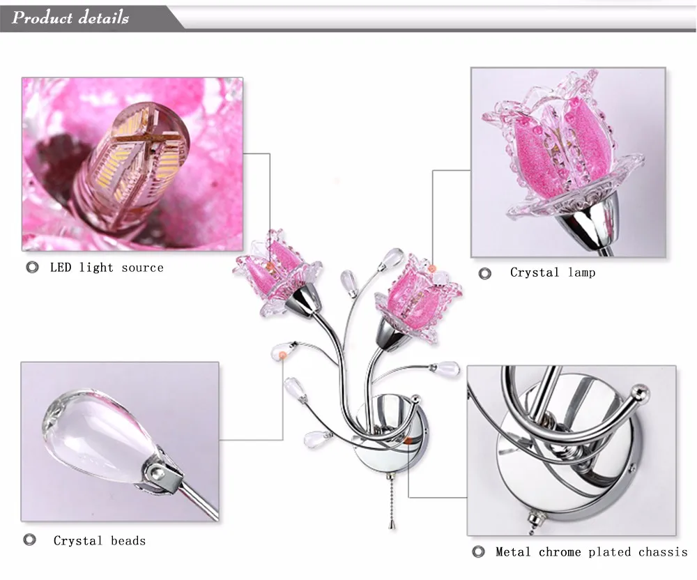 Европейский рядом ламп настенный свет хрустальной люстры гостиной свечной настенный светильник Настенный светильник Романтический настенная лампа светильник для спальни+ светодиодный 6 Вт светодиодные лампы