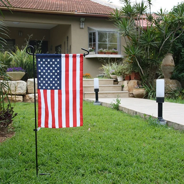 Garden Flag Stand Powder Coated Black Wrought Iron Hanger Lawn Yard ... Garden Flag Stand Powder Coated Black Wrought Iron Hanger Lawn Yard ...