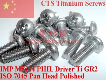 

Titanium screws M5x14 Pan Head Phillips Driver ISO 7045 Ti GR2 Polished 10 pcs
