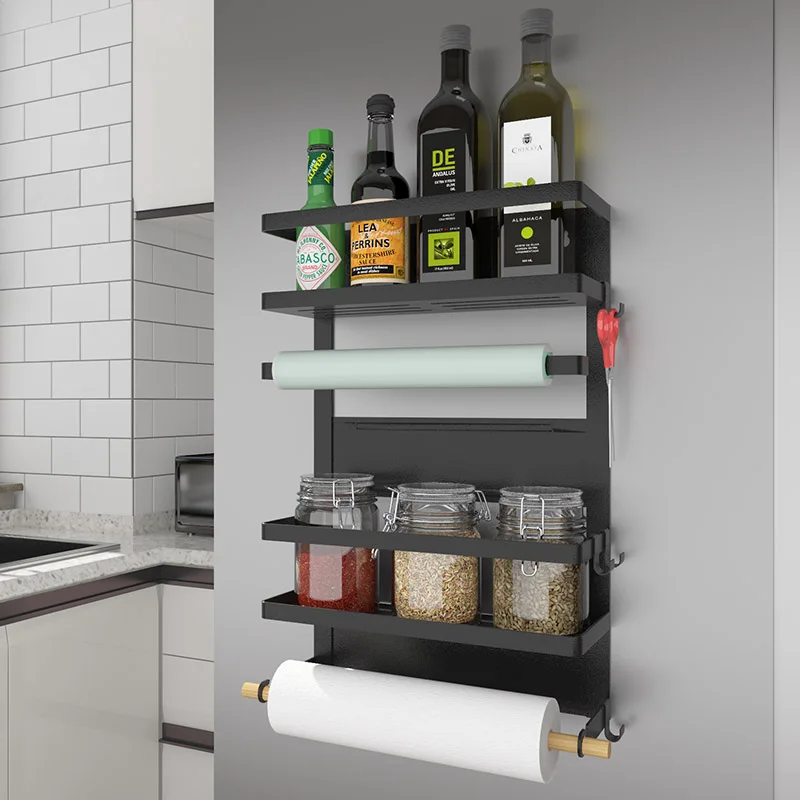 

Kitchen Multipurpose Storage Rack Magnetic Adsorption For Refrigerator Side Holder Shelf Multi-layer Kitchen Organizer