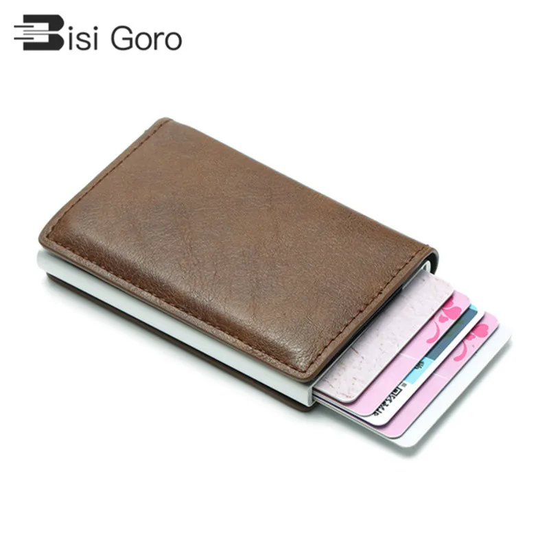 

BISI GORO 2019 Smart Wallet Bussiness Card Holder Hasp Rfid Wallet Aluminum Metal Credit Busines Mini Card Wallet Dropshipping