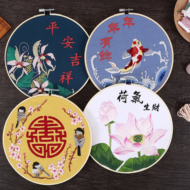 

Sewing DIY Flower Embroidery Kit for Beginner Needlework Practice Kits Chinese Cross Stitch Home Decor Handmade Craft Gift