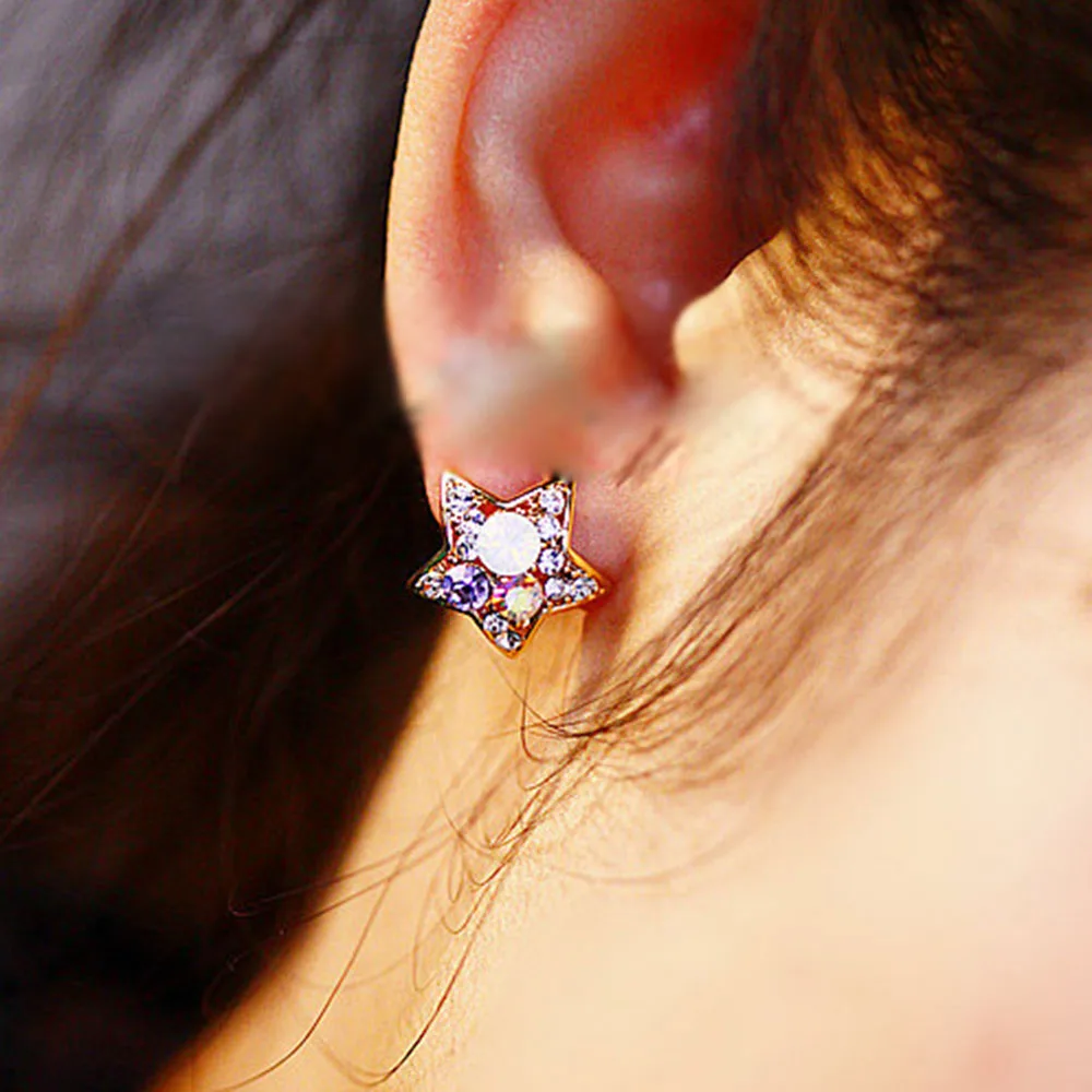 1 Pair Cute Elegant Crystal Ear Stud Earring Girls Women Lady Sweet