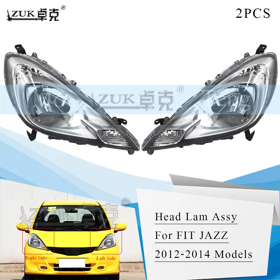 ZUK 2 шт. головной светильник, автомобильный передний бампер, головной светильник для HONDA FIT JAZZ 2012 2013 GE6 GE8, замена