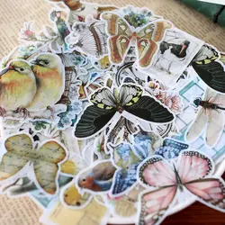60 шт./пакет Винтаж бабочка животный мир, растение Бумага васи наклейки декоративные наклейки DIY ablum дневник в стиле Скрапбукинг этикетка