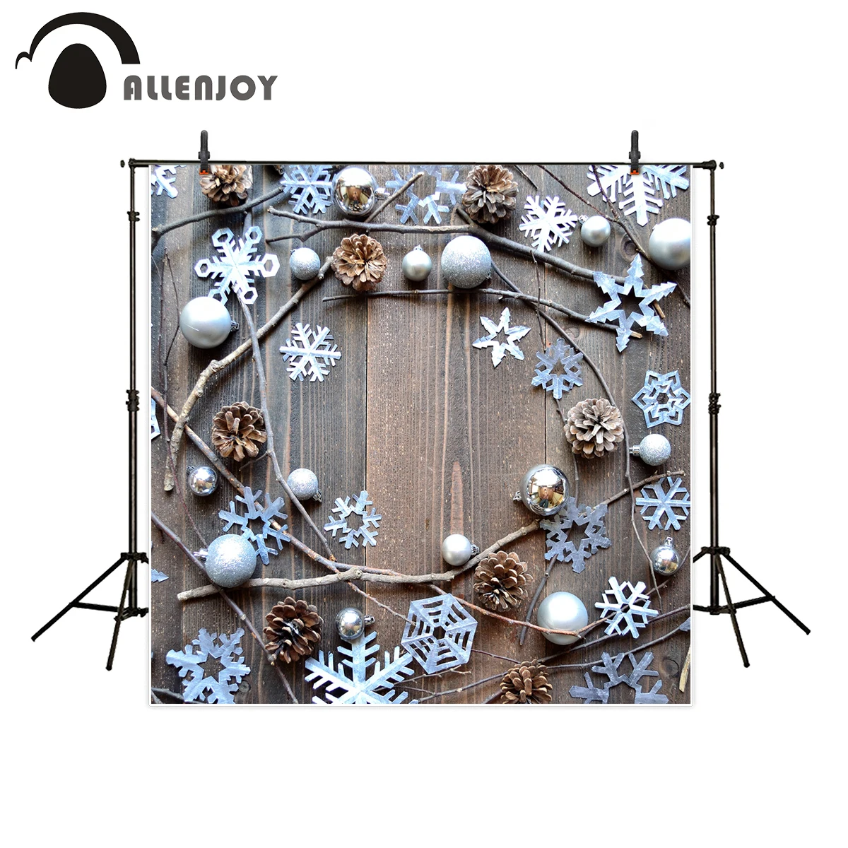 Allenjoy Christmas photography backdrop wood snowflakes decoration
