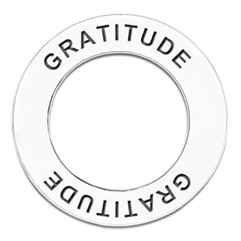 

Antique Silver Tone Alloy Metal Wholesale Gratitude Message Affirmation Ring Circle Charm