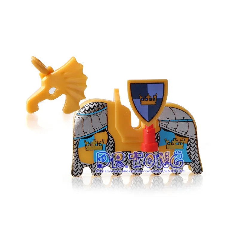 DR TONG Single Sale AX9822 Medieval Castle Knights War Horse Saddle Armour Building Blocks Bricks Toys