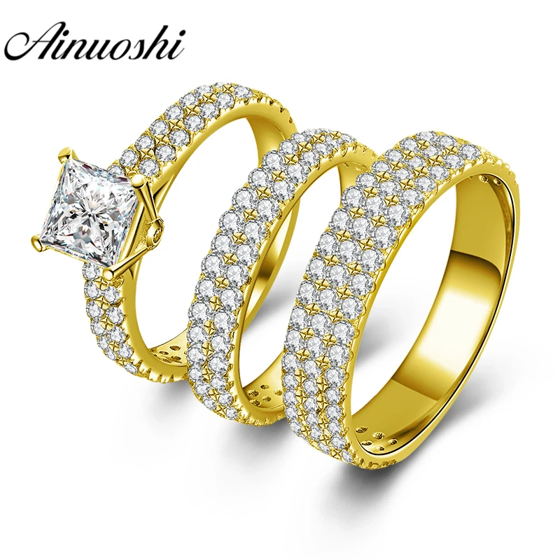 Buy AINUOSHI Real Gold TRIO Rings 10k