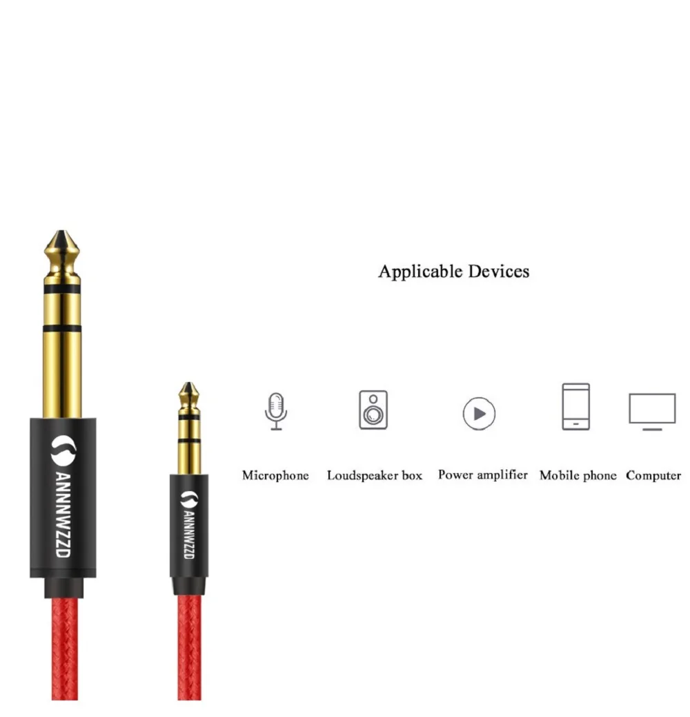 3.5mm to 6.35mm Adapter Aux Cable for Mixer Amplifier CD Player Speaker 3.5 Jack to 6.5 Jack 1m 2m 3m Male to Male Audio Cable 3.5mm to 6.35mm Adapter Aux Cable for Mixer Amplifier CD Player Speaker 3.5 Jack to 6.5 Jack 1m 2m 3m Male to Male Audio Cable