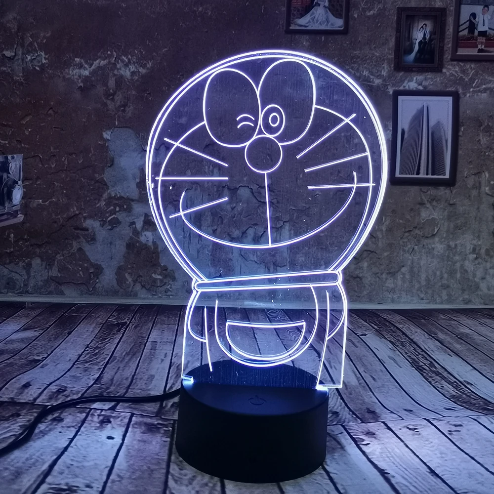 

Dropship Creative doraemon 3d table lamp colorful gradient led night light acrylic atmosphere decorative lamp Kids bedroom