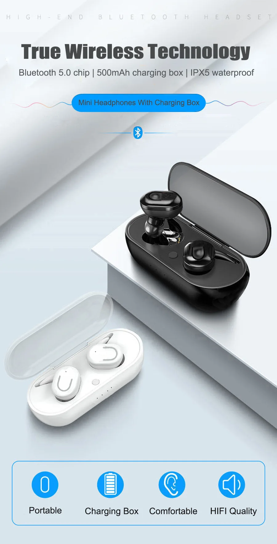YOU FIRST Bluetooth гарнитура беспроводные наушники спортивные TWS наушники Bluetooth V5.0 Беспроводные наушники с зарядным устройством для телефона