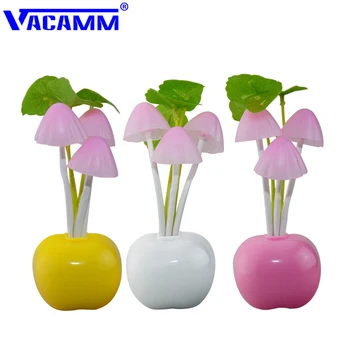 

Vacamm 3pcs EU US Plug LED Night Light Mushroom Wall Socket Lights Lamp Pink Yellow White Colorful Home Bedroom Decoration Light