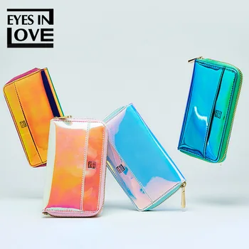 

EYESINLOVE 2018 New Laser Holographic Wallet Women Purse Lady Clutch Bag Women Wallets Zipper Pocket Coin Purse Carteras Portfel