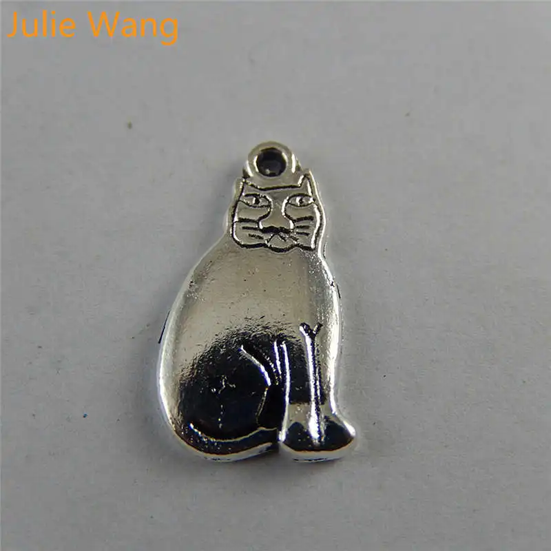 

Julie Wang 20PCS Fat Cats Alloy Antique Silver Animal Charms For Pendant Necklace Finding Jewelry Making Accessories