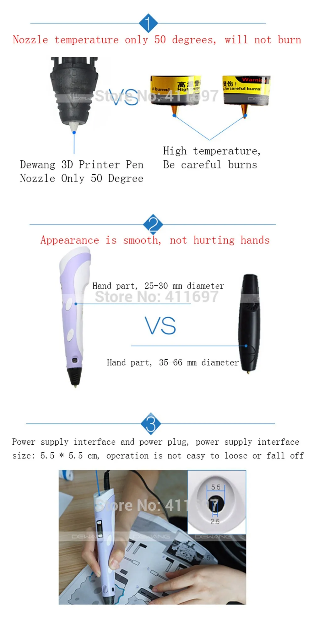 3D-принтеры DEWANG 3d ручка Писанина Pen подарок на день рождения 200 м PLA нити 3D-принтеры гаджет ручка 3D печати ручка для школы