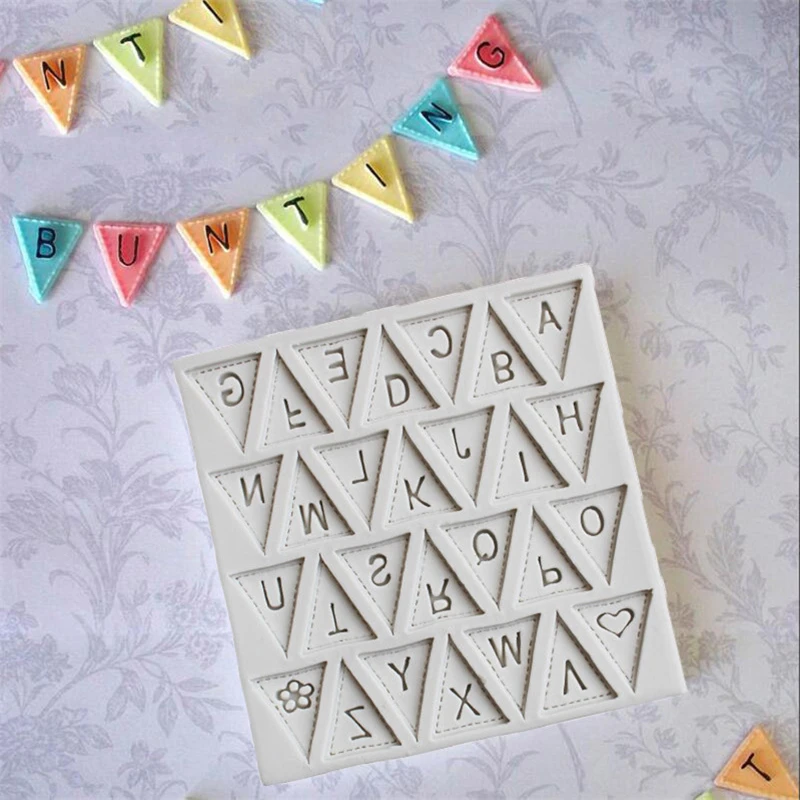 

Hanging Flag Alphabet Fondant Silicone Mold Pastry Biscuits Chocolate Mold Cookies Candy Clay Mould Baking Cake Decorating Tools