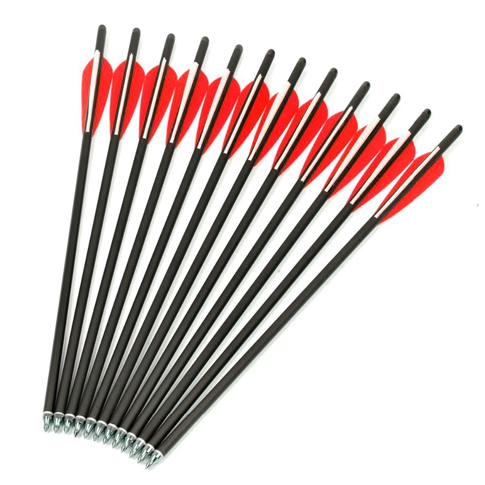 Palhetas de Seta de Besta Parafuso de Alumínio Flechas para Besta Flecha de Alumínio Lote Vermelho 20 & 22 Polegadas 12 Pçs - 3 12 pçs lote palhetas de Seta de