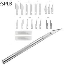 ESPLB 18 лезвия, ремесло произведение искусства нескользящий металлический нож для скальпеля резак гравировка DIY Ремесло Хобби скульптура PCB ремонт нож
