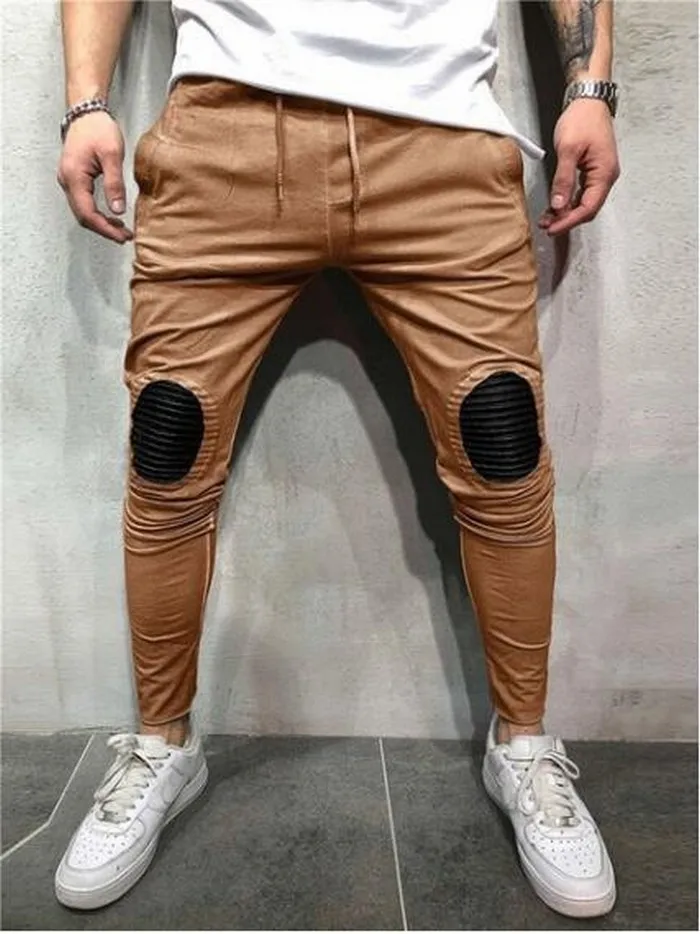 2019 Новое поступление плиссированные лоскутное для мужчин бегунов patns уличная зауженные длинные брюки