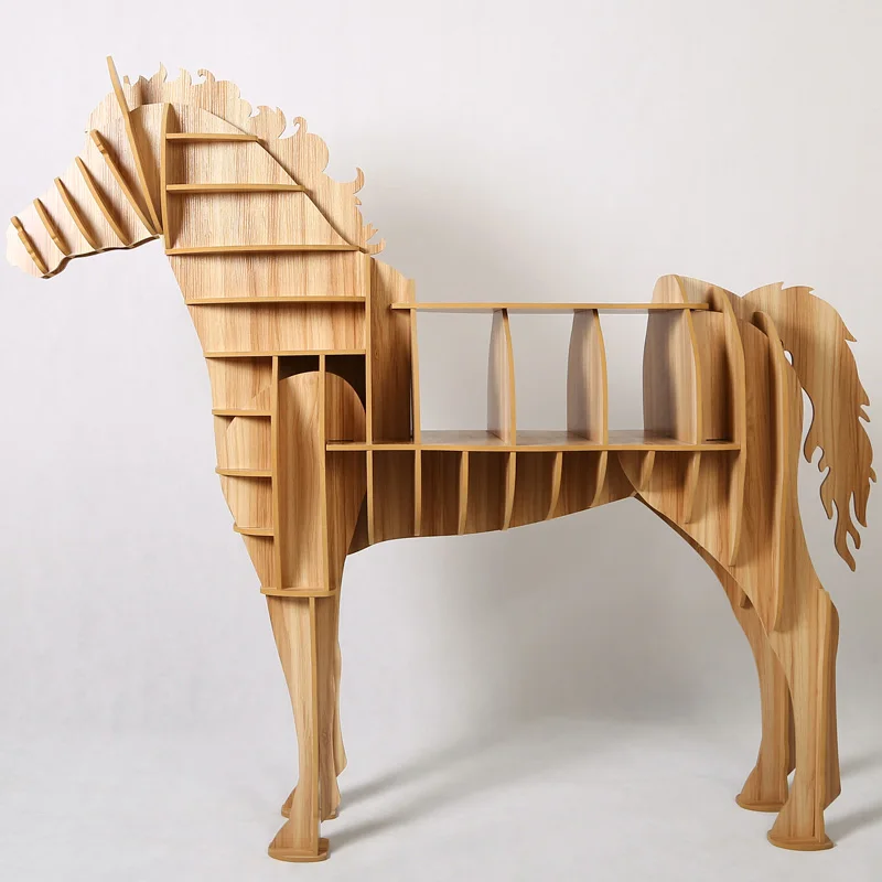 High-end 9mm Horse Desk Horse Coffee Table Wooden Horse Furniture Shelves Bookcases TM013M