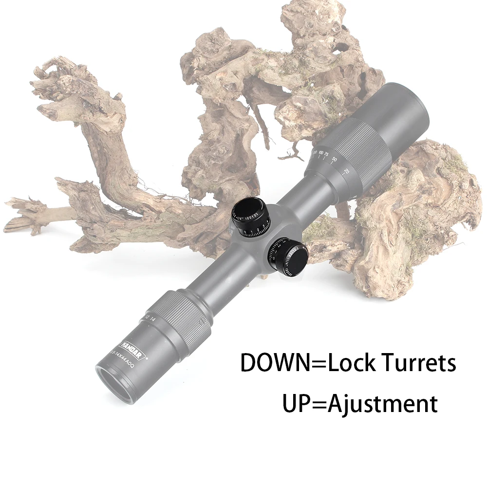 KANDAR 3.5-14X44 AOQ First Focal Plane Hunting Riflescopes Red Green Illuminated P4 Glass Etched Reticle Turrets Lock Scope (9)